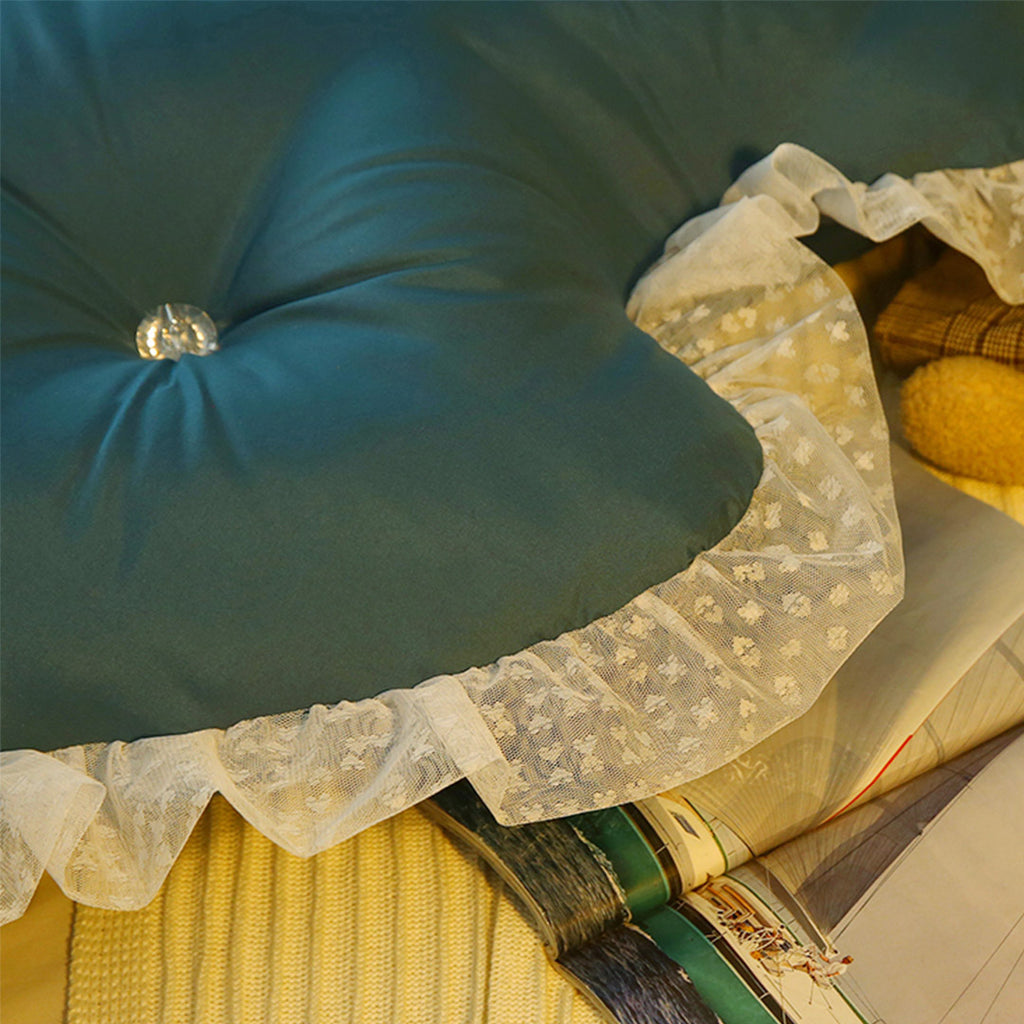 SOGA 2X 150cm Blue-Green Princess Bed Pillow Headboard Backrest Bedside Tatami Sofa Cushion with Ruffle Lace Home Decor