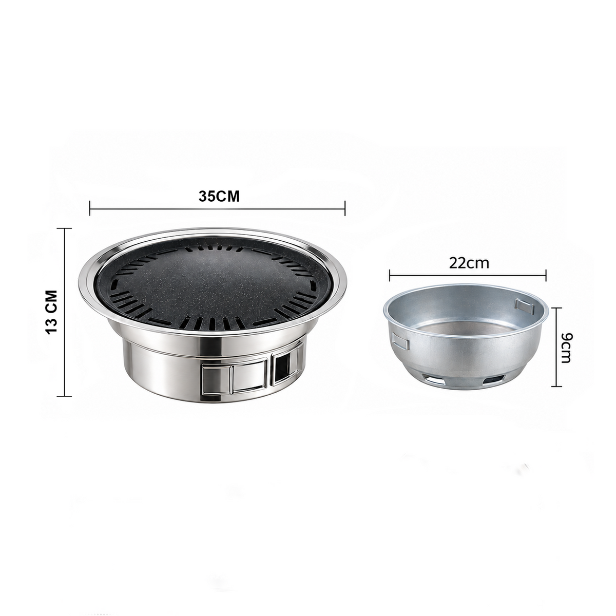 SOGA 2x BBQ Grill Stainless Steel Portable Smokeless Charcoal Grill Home Outdoor Camping