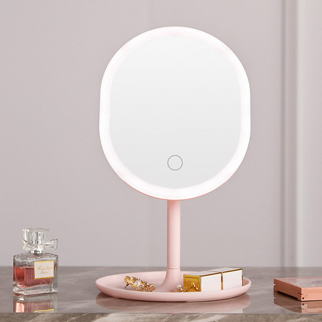 SOGA 2X 20cm Pink Rechargeable LED Light Makeup Mirror | Tabletop Vanity Home Decor