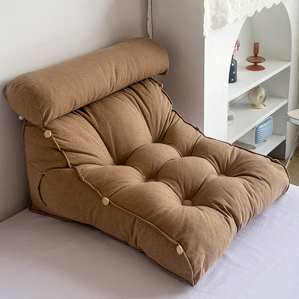 SOGA 45cm Khaki Triangular Wedge Lumbar Pillow Headboard Backrest Sofa Bed Cushion Home Decor