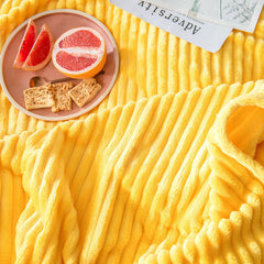 SOGA 2X Yellow Throw Blanket Warm Cozy Striped Pattern Thin Flannel Coverlet Fleece Bed Sofa Comforter