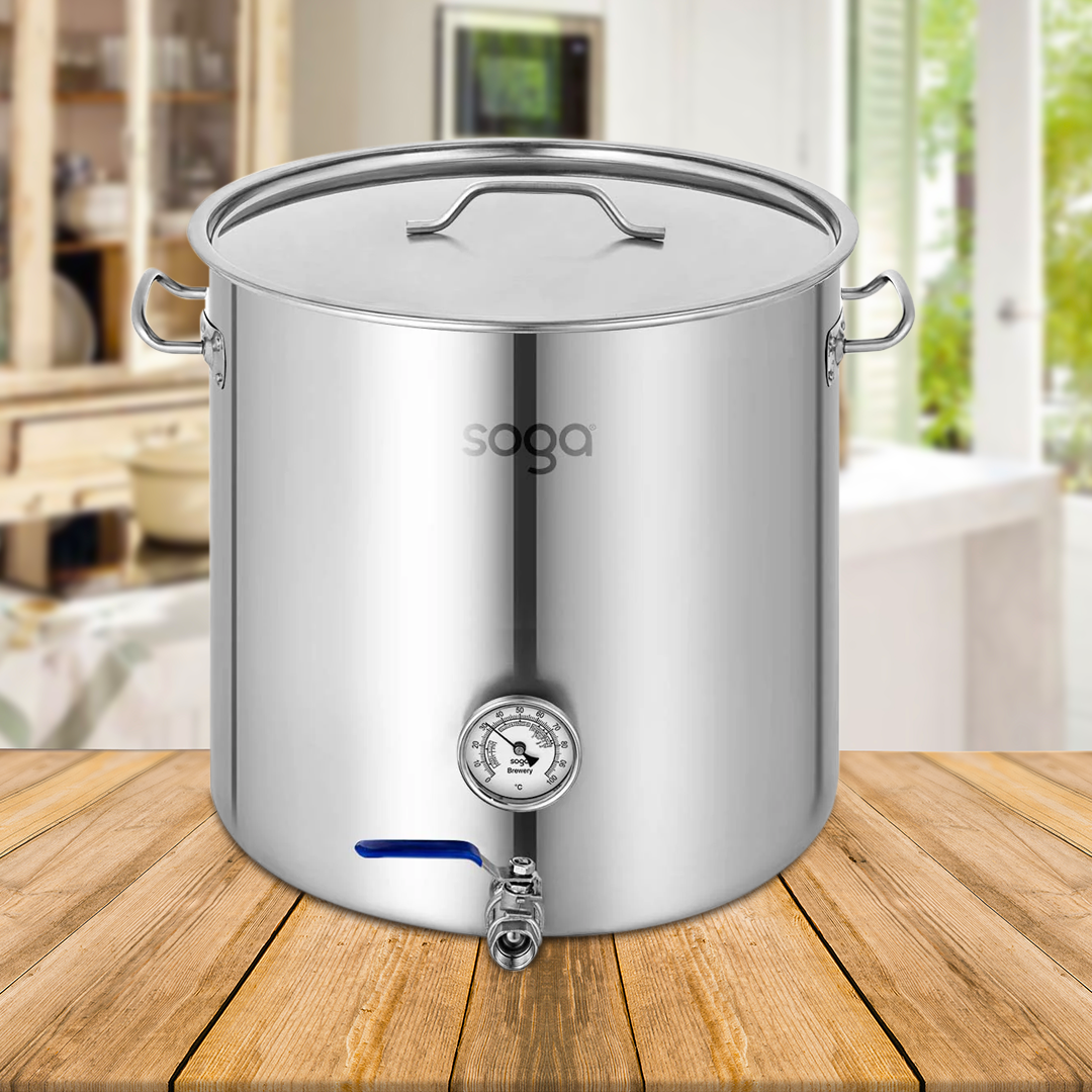 SOGA Stainless Steel Brewery Pot 50L With Beer Valve 40*40cm