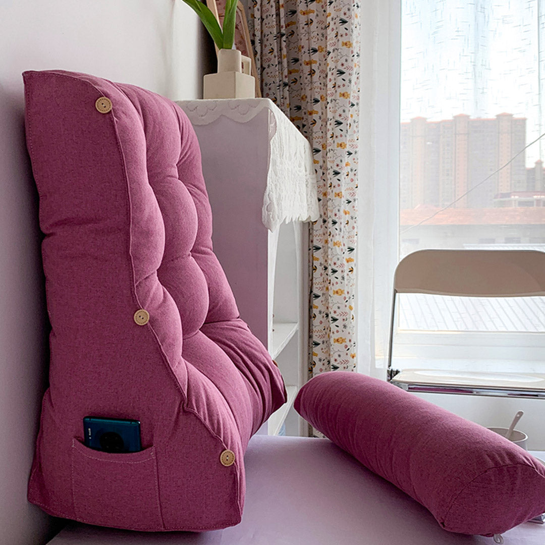 SOGA 4X 45cm Magenta Triangular Wedge Lumbar Pillow Headboard Backrest Sofa Bed Cushion Home Decor