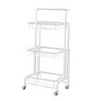 SOGA 2X 3 Tier Steel White Adjustable Kitchen Cart Multi-Functional Shelves Storage Organizer with Wheels