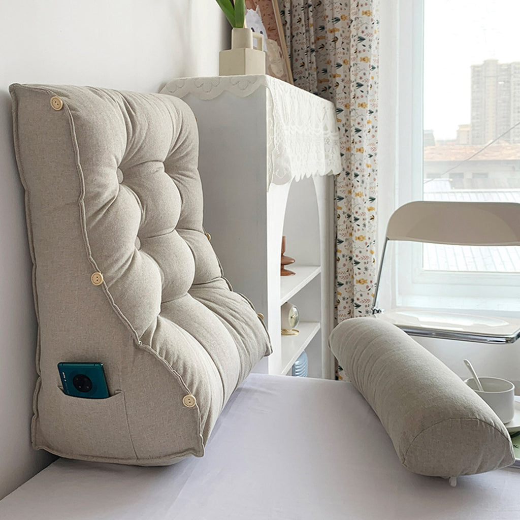 SOGA 45cm White Triangular Wedge Lumbar Pillow Headboard Backrest Sofa Bed Cushion Home Decor