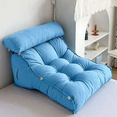 SOGA 45cm Blue Triangular Wedge Lumbar Pillow Headboard Backrest Sofa Bed Cushion Home Decor