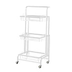 SOGA 2X 3 Tier Steel White Adjustable Kitchen Cart Multi-Functional Shelves Storage Organizer with Wheels