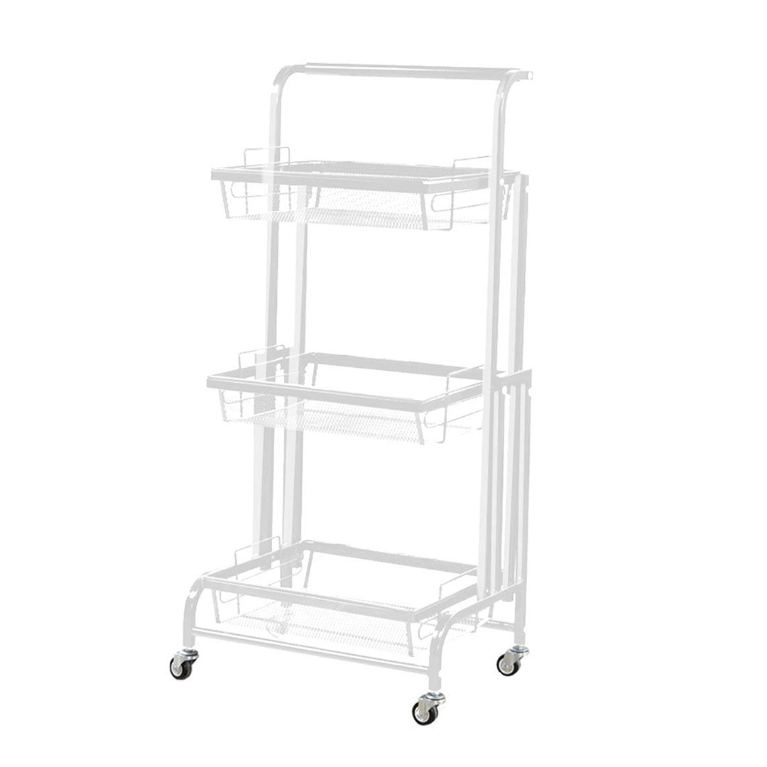 SOGA 2X 3 Tier Steel White Adjustable Kitchen Cart Multi-Functional Shelves Storage Organizer with Wheels