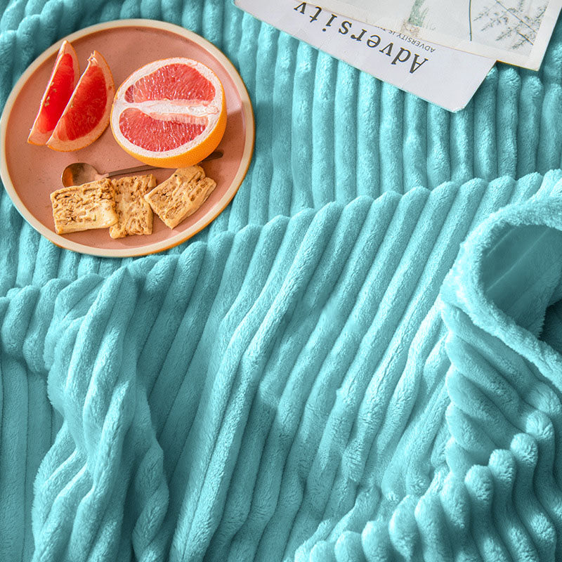 SOGA 2X Sky Blue Throw Blanket Warm Cozy Striped Pattern Thin Flannel Coverlet Fleece Bed Sofa Comforter