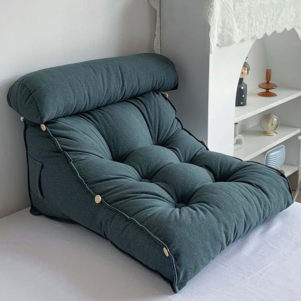 SOGA 45cm Grey Triangular Wedge Lumbar Pillow Headboard Backrest Sofa Bed Cushion Home Decor