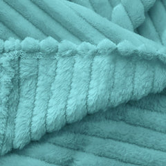 SOGA Sky Blue Throw Blanket Warm Cozy Striped Pattern Thin Flannel Coverlet Fleece Bed Sofa Comforter