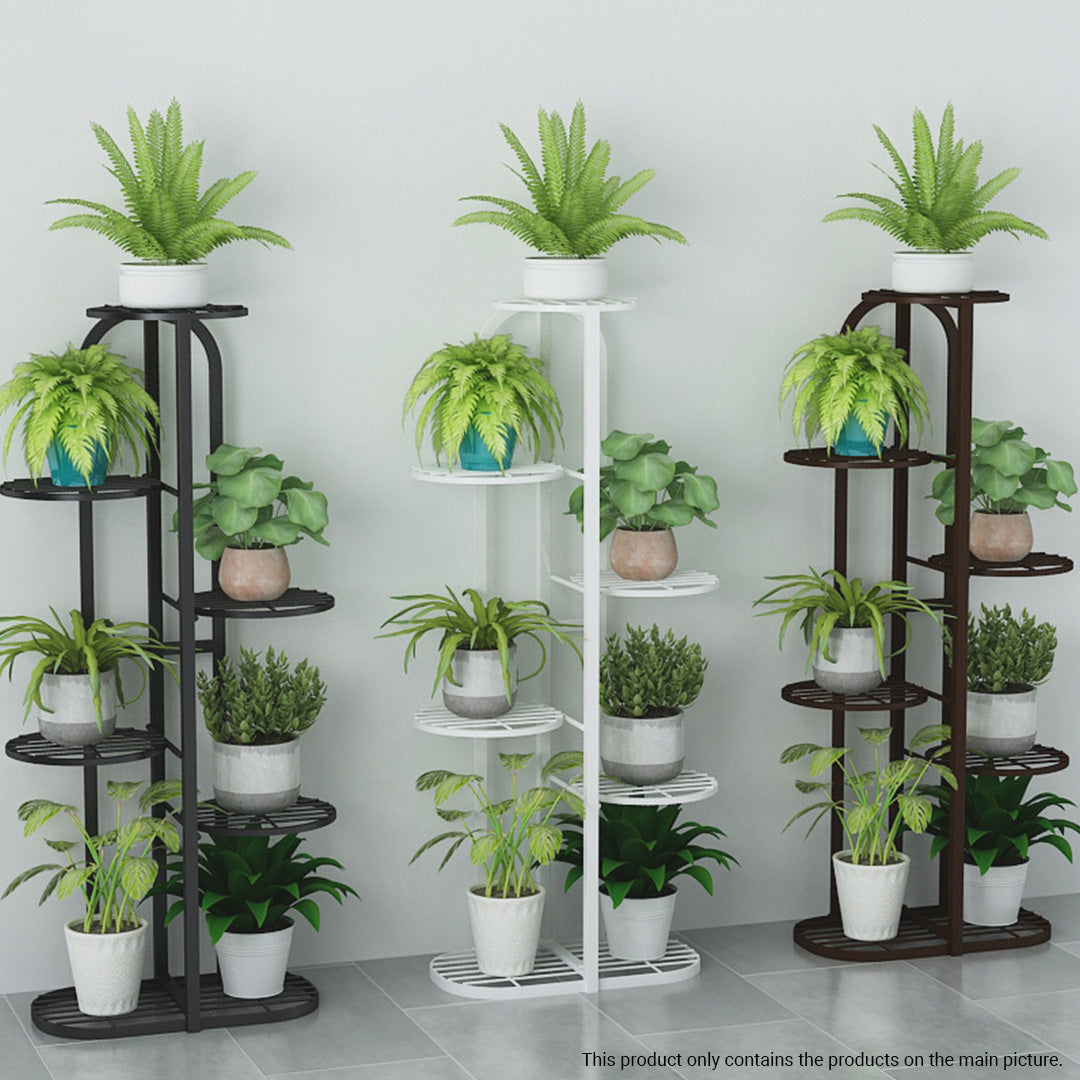 SOGA 2X 6 Tier 7 Pots White Metal Plant Rack Flowerpot Storage Display Stand Holder Home Garden Decor