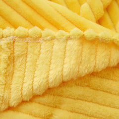 SOGA 2X Yellow Throw Blanket Warm Cozy Striped Pattern Thin Flannel Coverlet Fleece Bed Sofa Comforter