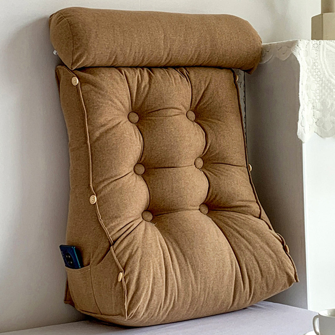 SOGA 4X 45cm Khaki Triangular Wedge Lumbar Pillow Headboard Backrest Sofa Bed Cushion Home Decor