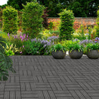 SOGA 2X 11 pcs Dark Grey DIY Wooden Composite Decking Tiles Garden Outdoor Backyard Flooring Home Decor