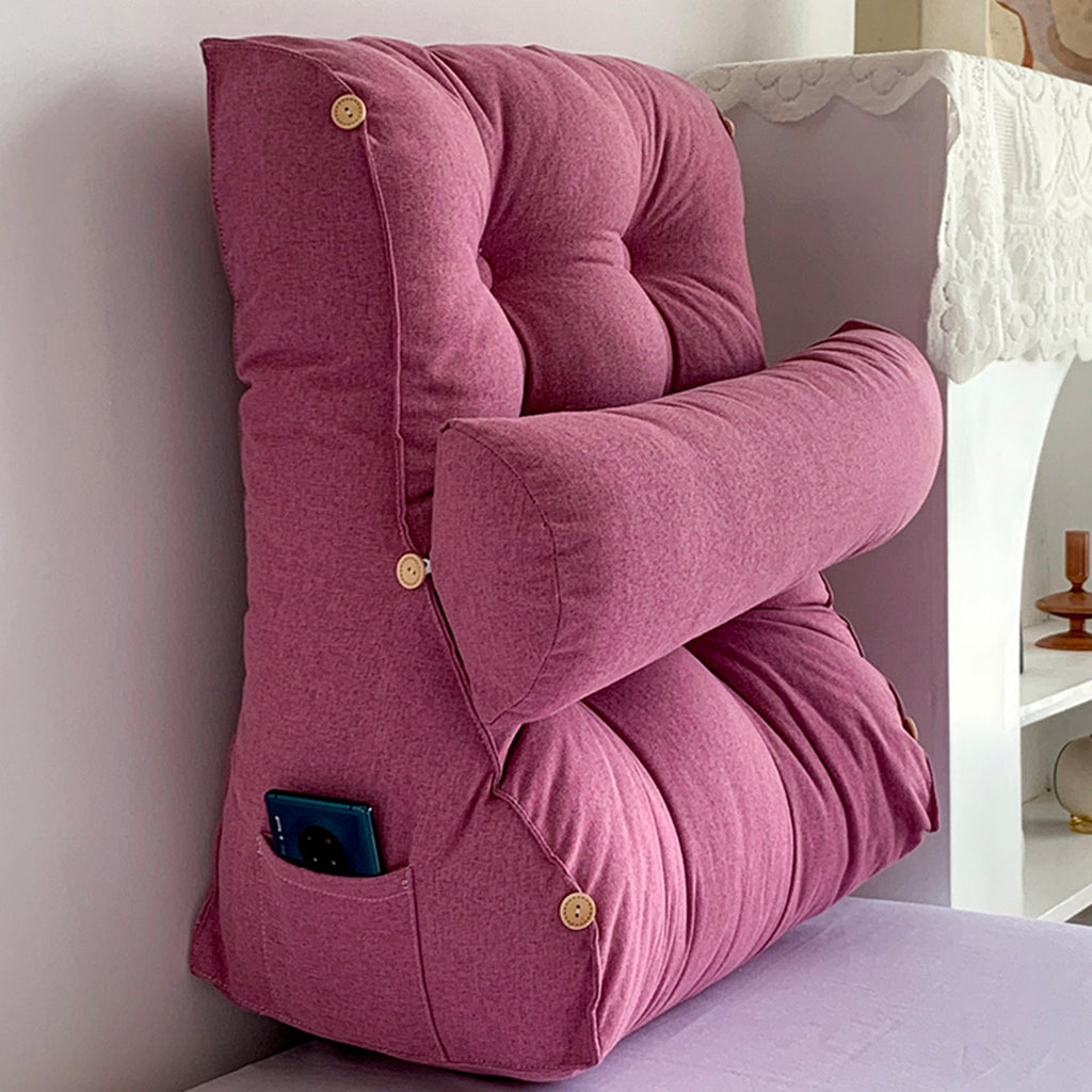 SOGA 4X 45cm Magenta Triangular Wedge Lumbar Pillow Headboard Backrest Sofa Bed Cushion Home Decor