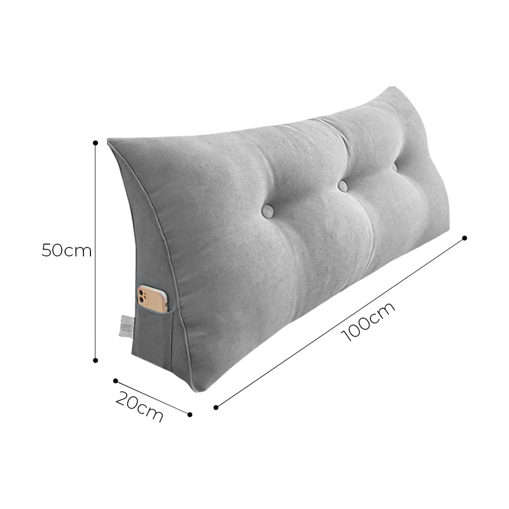 SOGA 2X 100cm Silver Triangular Wedge Bed Pillow Headboard Backrest Bedside Tatami Cushion Home Decor