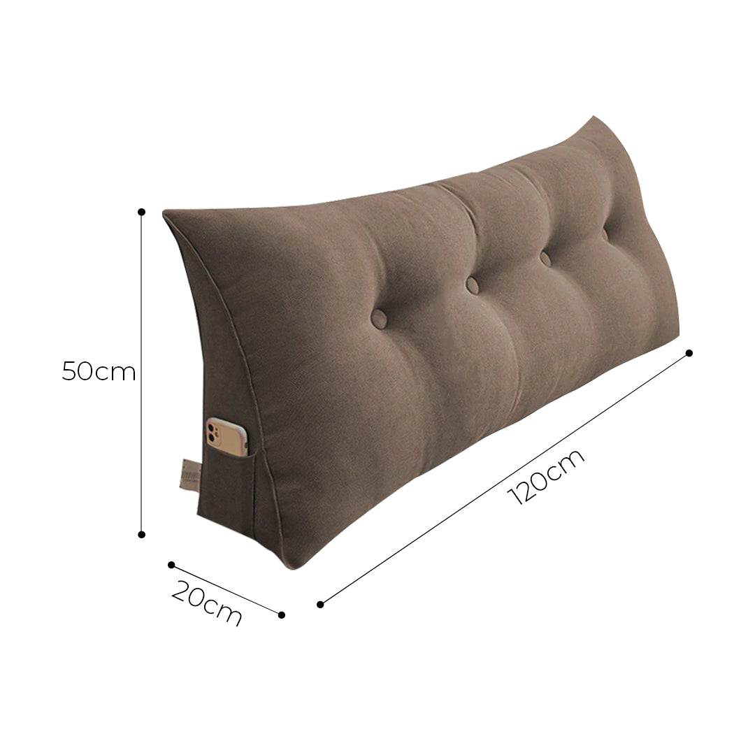 SOGA 2X 120cm Coffee Triangular Wedge Bed Pillow Headboard Backrest Bedside Tatami Cushion Home Decor