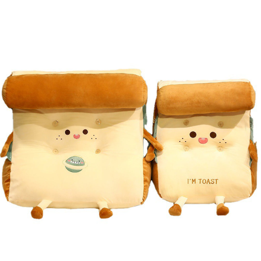 SOGA 2X Smiley Face Toast Bread Wedge Cushion Stuffed Plush Cartoon Back Support Pillow Home Decor