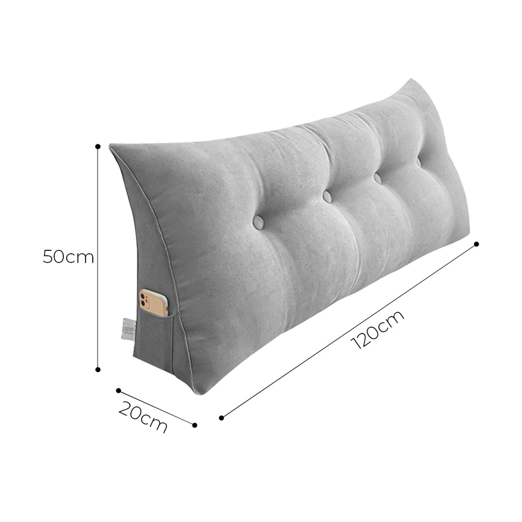 SOGA 4X 120cm Silver Triangular Wedge Bed Pillow Headboard Backrest Bedside Tatami Cushion Home Decor