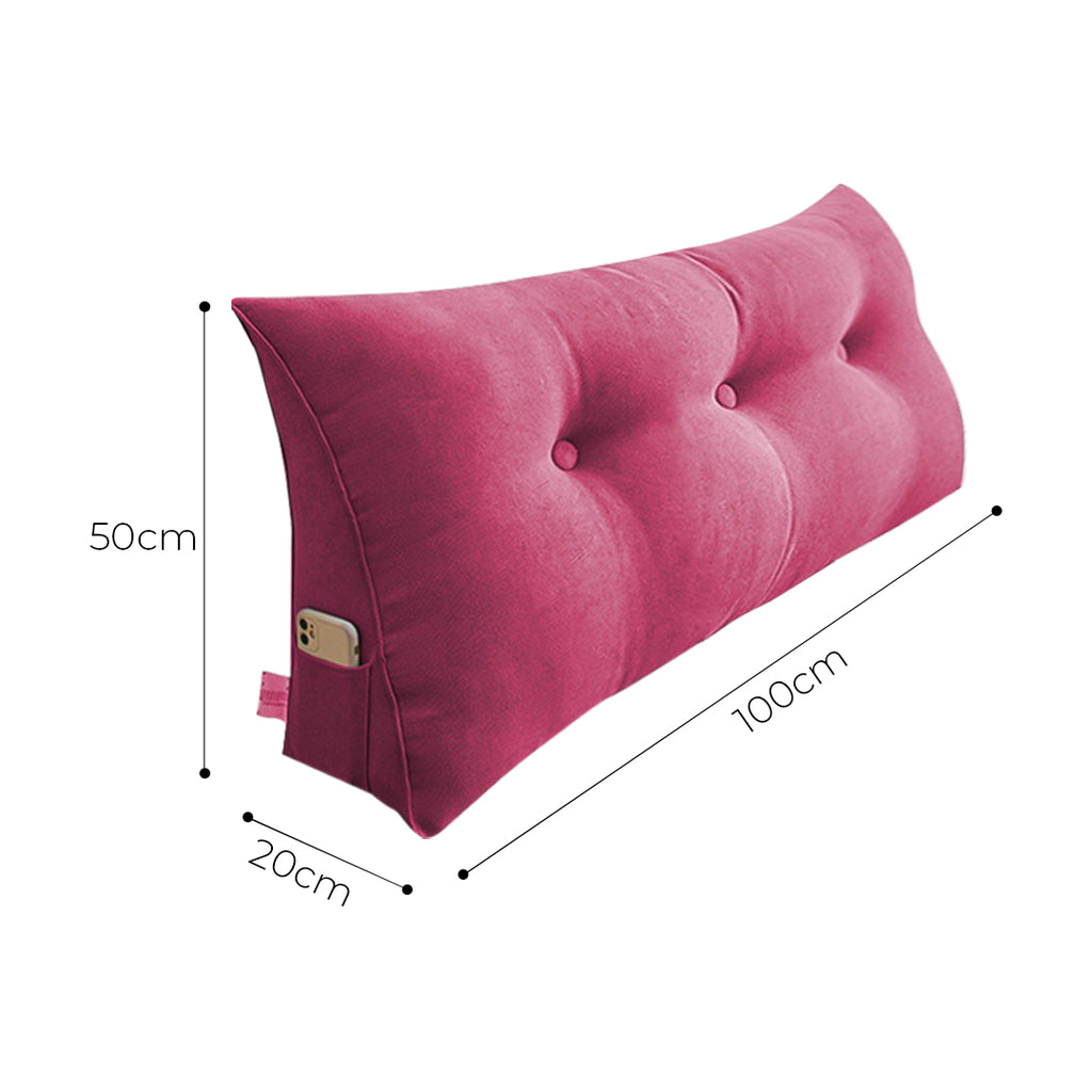 SOGA 4X 100cm Crabapple Red Triangular Wedge Bed Pillow Headboard Backrest Bedside Tatami Cushion Home Decor