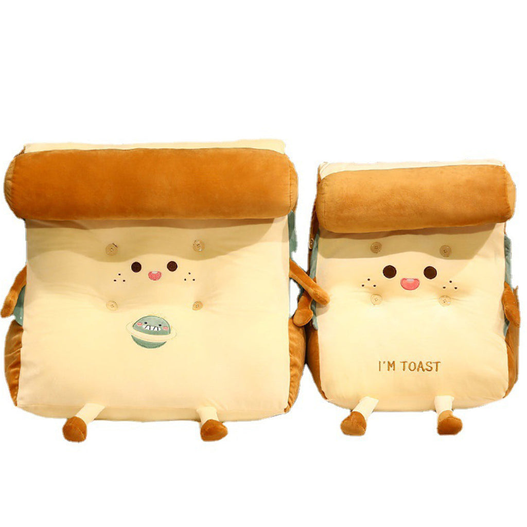 SOGA Cute Face Toast Bread Wedge Cushion Stuffed Plush Cartoon Back Support Pillow Home Decor
