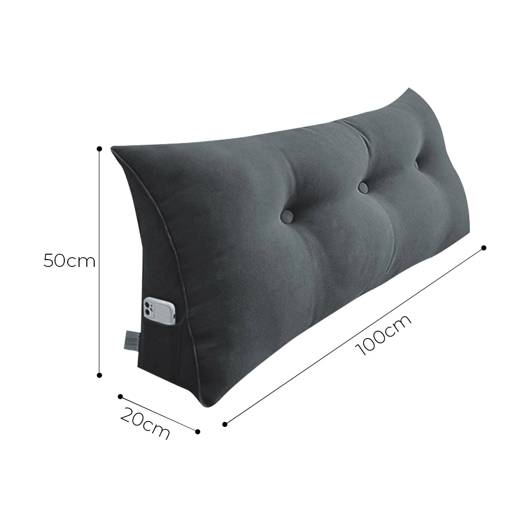 SOGA 2X 100cm Dark Grey Triangular Wedge Bed Pillow Headboard Backrest Bedside Tatami Cushion Home Decor