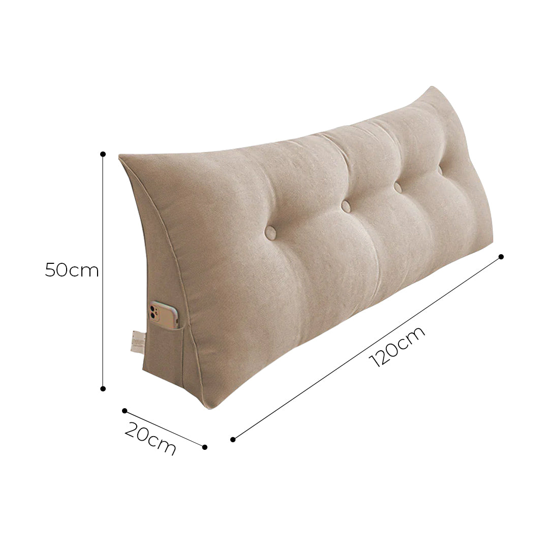 SOGA 4X 120cm Beige Triangular Wedge Bed Pillow Headboard Backrest Bedside Tatami Cushion Home Decor