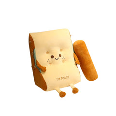 SOGA 2X Smiley Face Toast Bread Wedge Cushion Stuffed Plush Cartoon Back Support Pillow Home Decor