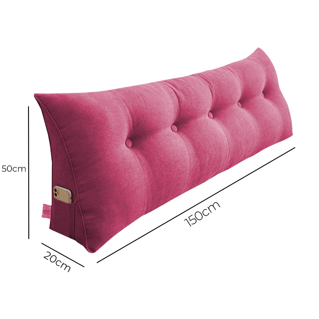 SOGA 2X 150cm Crabapple Red Triangular Wedge Bed Pillow Headboard Backrest Bedside Tatami Cushion Home Decor