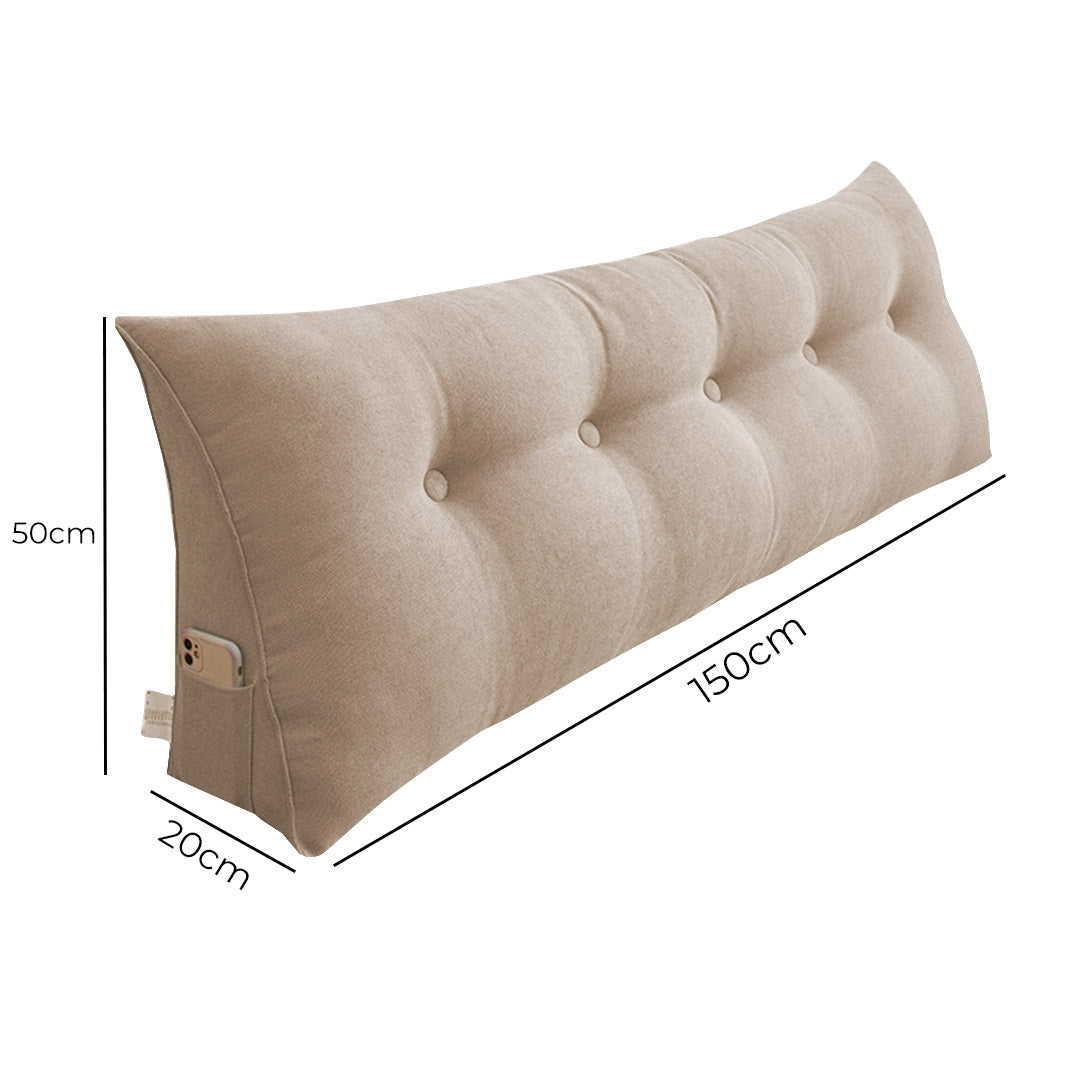 SOGA 4X 150cm Beige Triangular Wedge Bed Pillow Headboard Backrest Bedside Tatami Cushion Home Decor