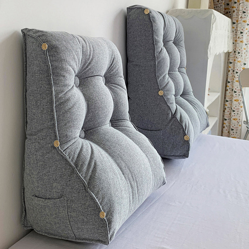 SOGA 45cm Silver Triangular Wedge Lumbar Pillow Headboard Backrest Sofa Bed Cushion Home Decor