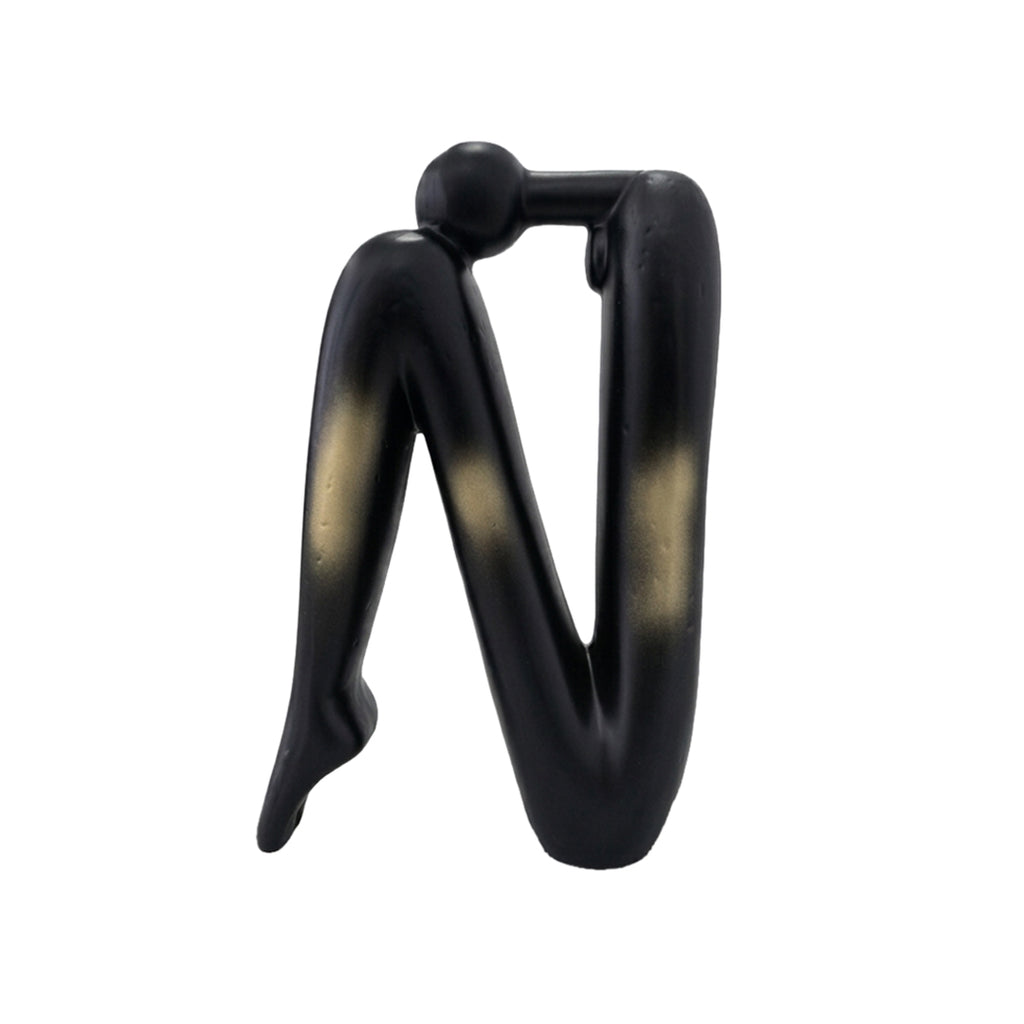 SOGA Black Gold Ceramic Ornament Modern Home Decor Set (13x6x20cm & 10x5x28cm)