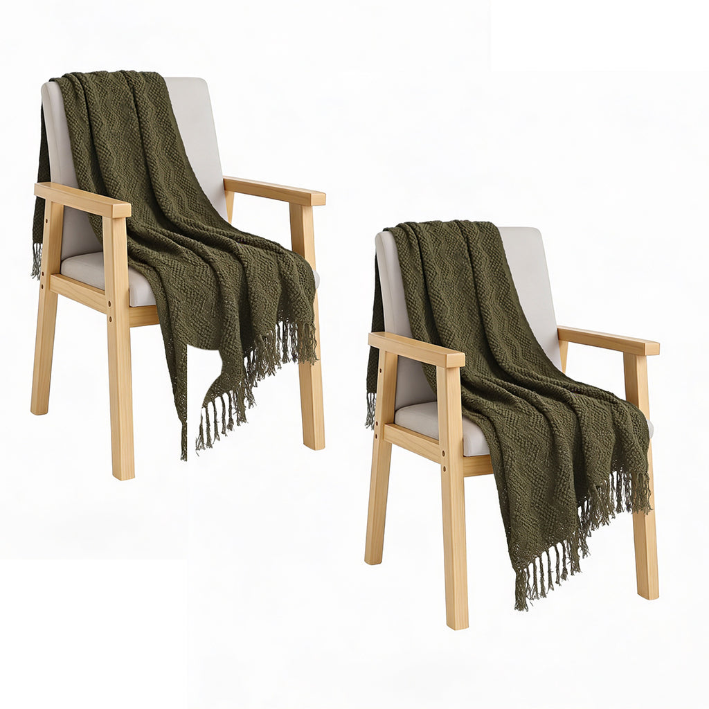 SOGA 2X Army Green Polyester Throw Blanket Soft Cozy Sofa Bed