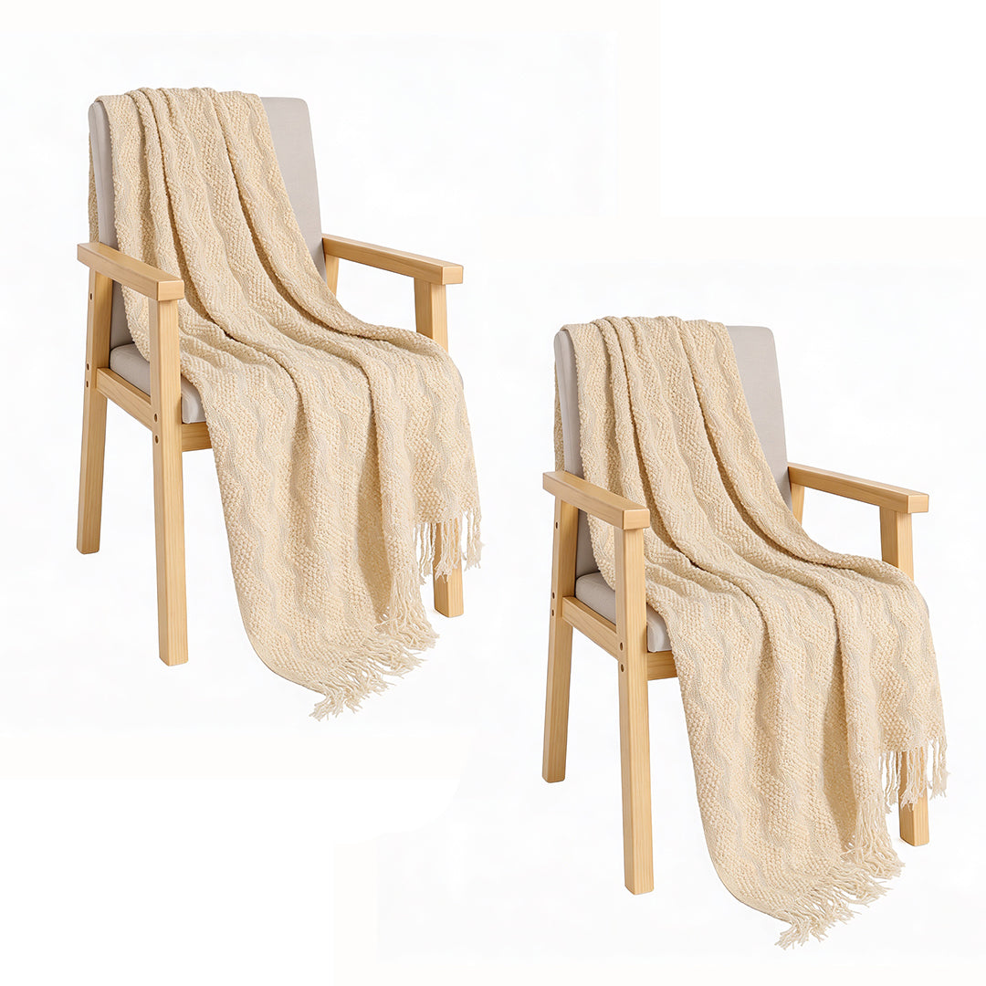 SOGA 2X Cream Polyester Throw Blanket Soft Cozy Sofa Bed
