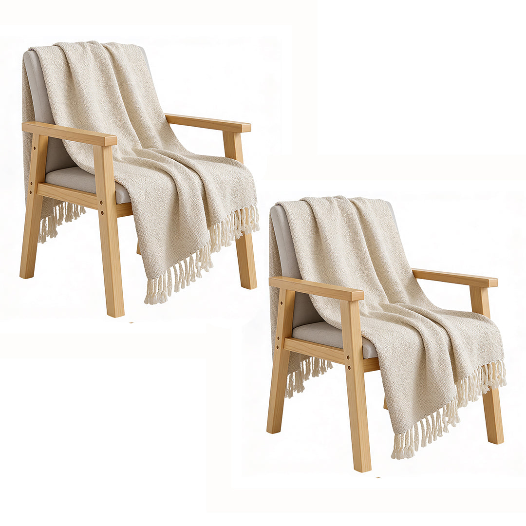 SOGA 2X Beige Polyester Throw Blanket Soft Cozy Sofa Bed