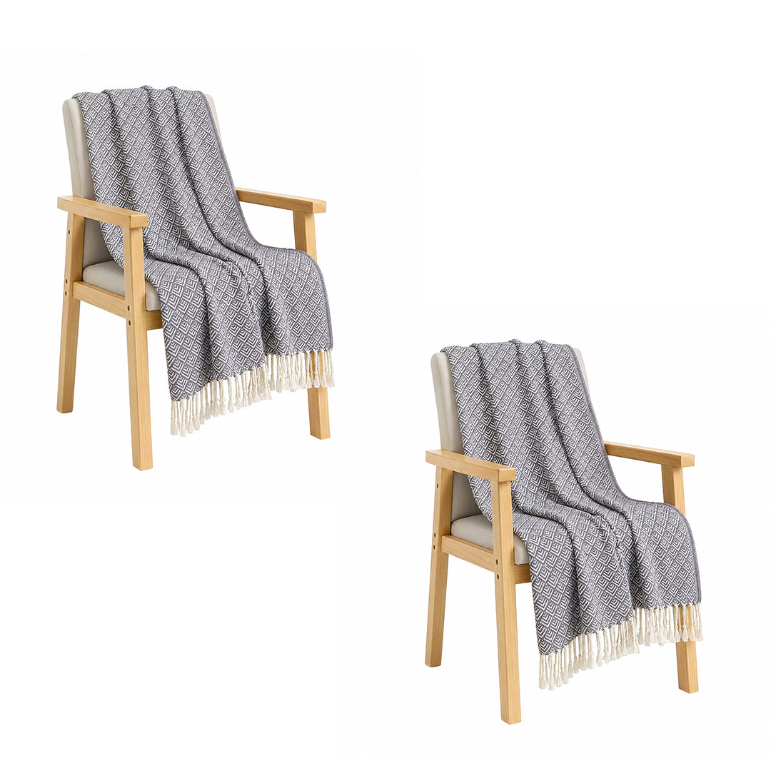 SOGA 2XGrey Throw Blanket 127x170cm Soft Polyester Cozy Sofa Bed