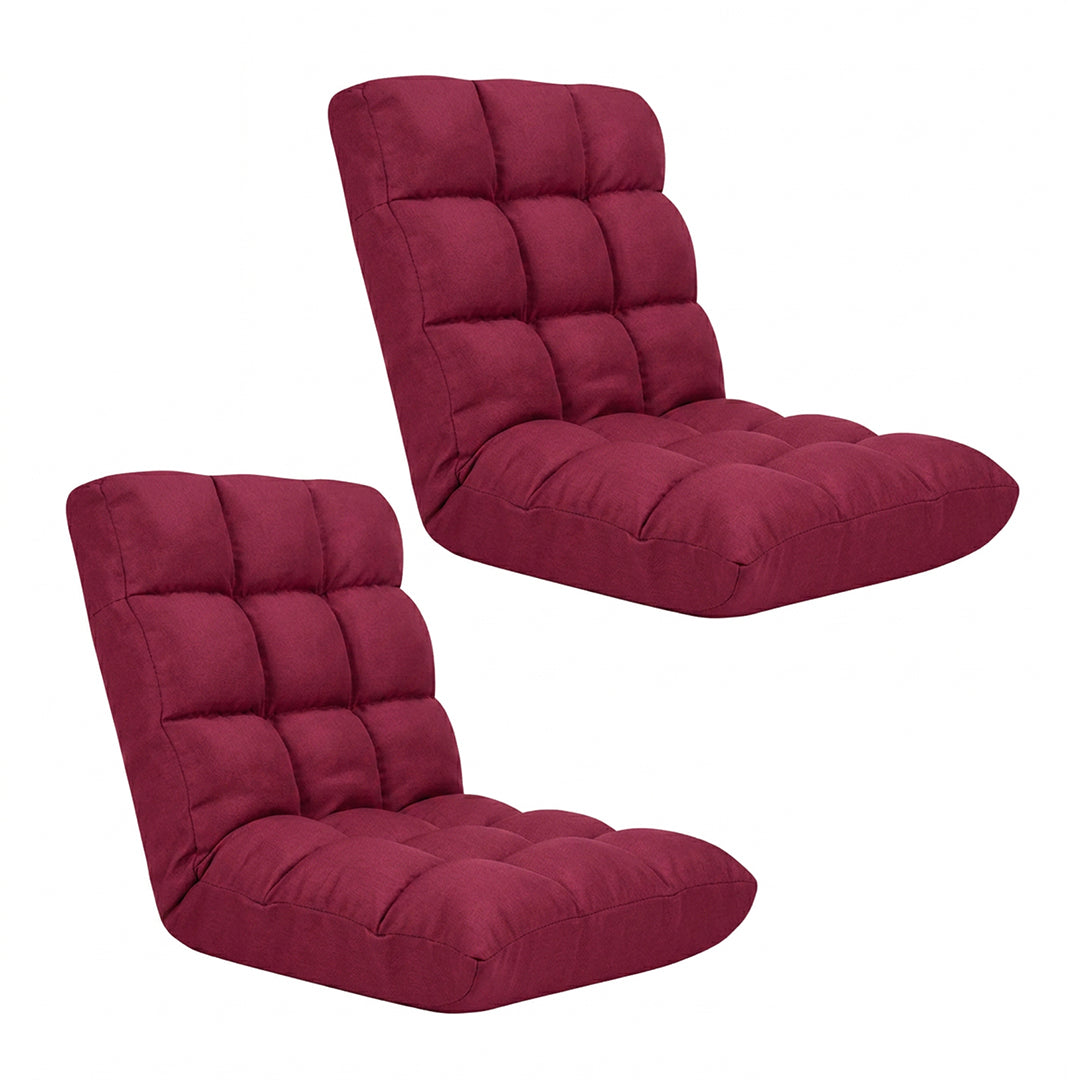 SOGA 2X Burgundy Flannel Lounge Chair Cushion Soft Comfortable Seat Pad