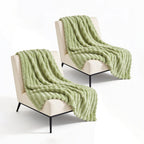SOGA 2X 230x200cm Light Green Flannel Polyester Throw Blanket