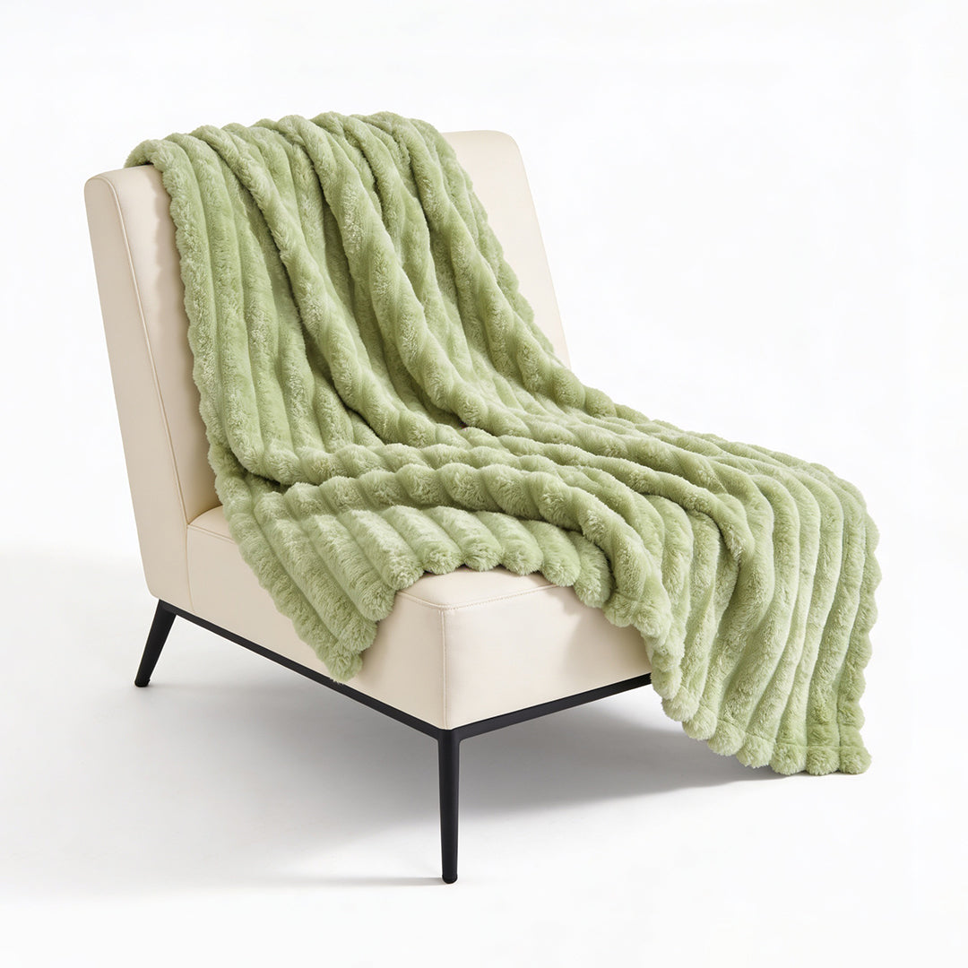 SOGA 150x200cm Light Green Flannel Polyester Throw Blanket