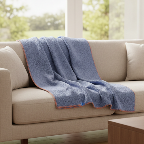 SOGA 2X 230x200cm Dusty Blue Flannel Polyester Throw Blanket