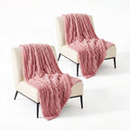 SOGA 2X 150x200cm Pink Flannel Polyester Throw Blanket