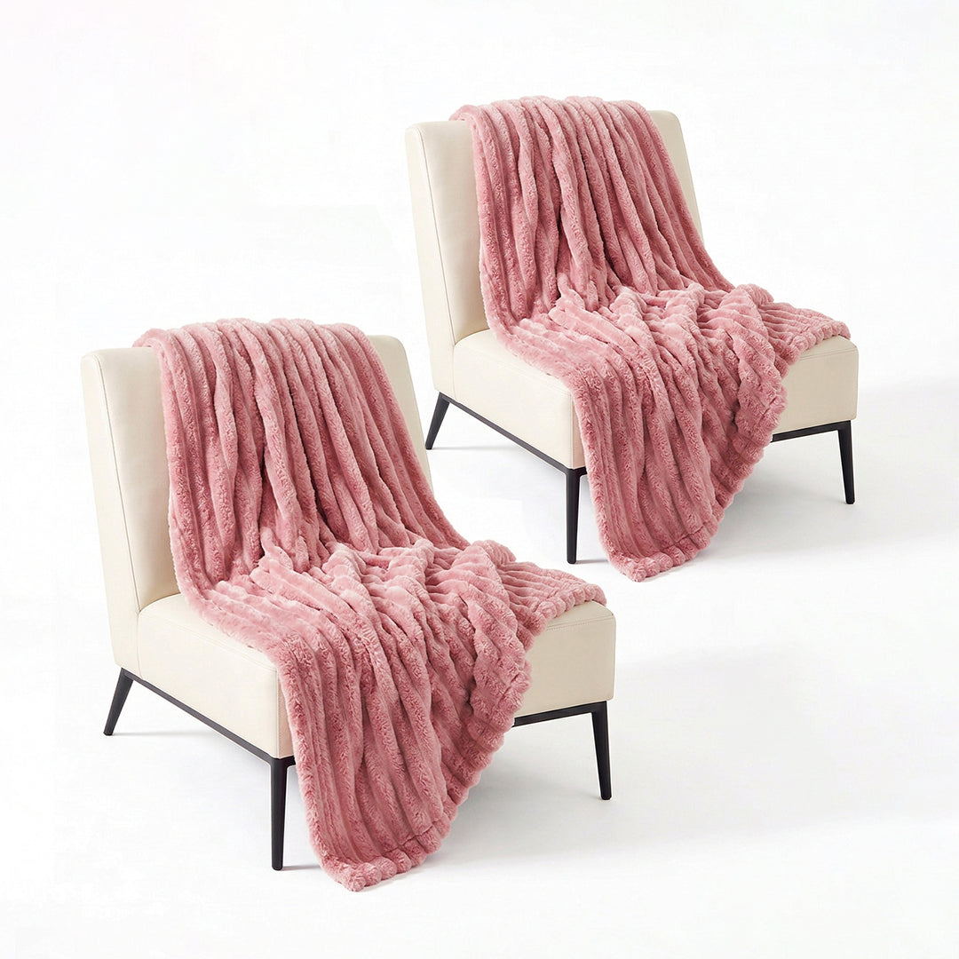 SOGA 2X 150x200cm Pink Flannel Polyester Throw Blanket
