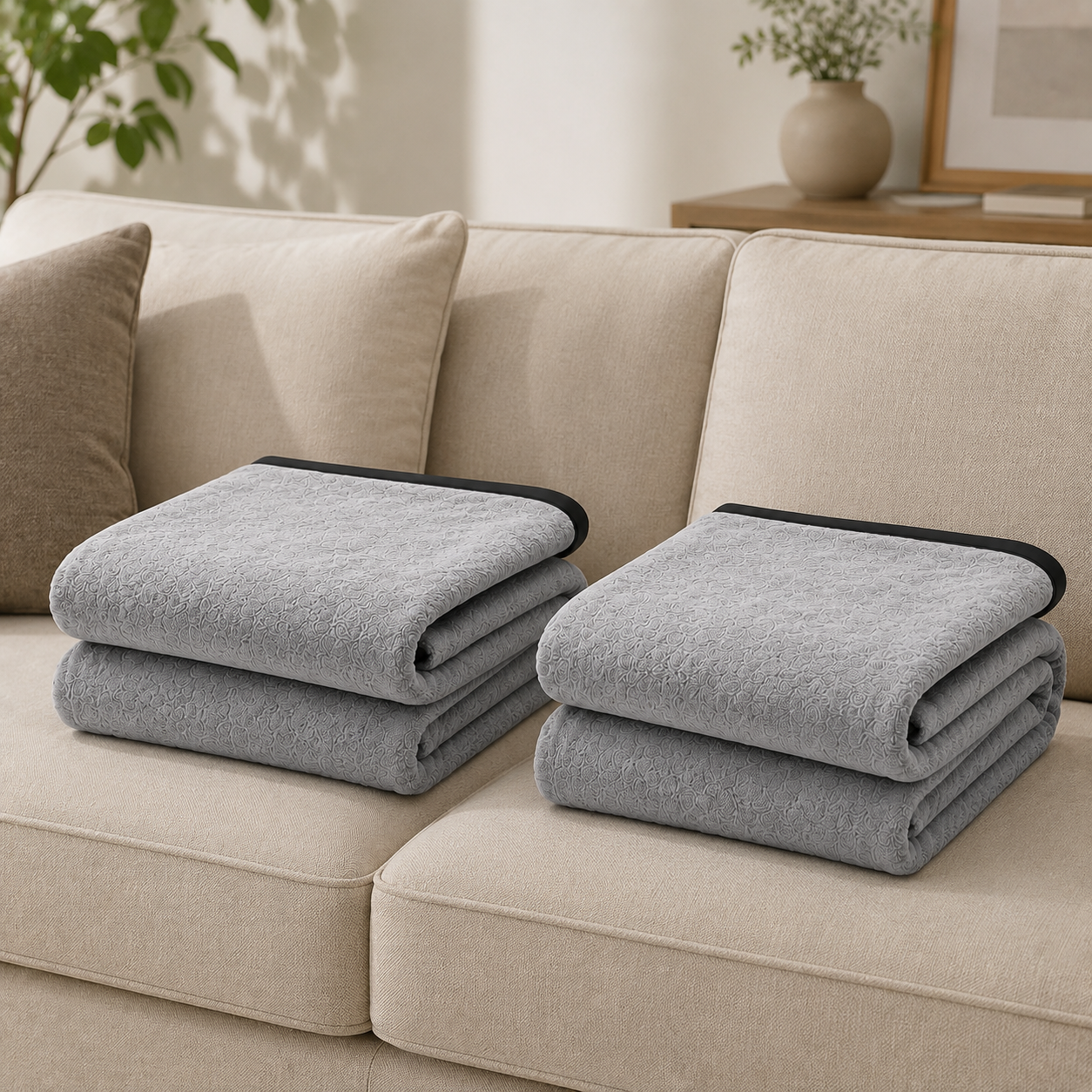SOGA 2X 230x200cm Silver Flannel Polyester Throw Blanket