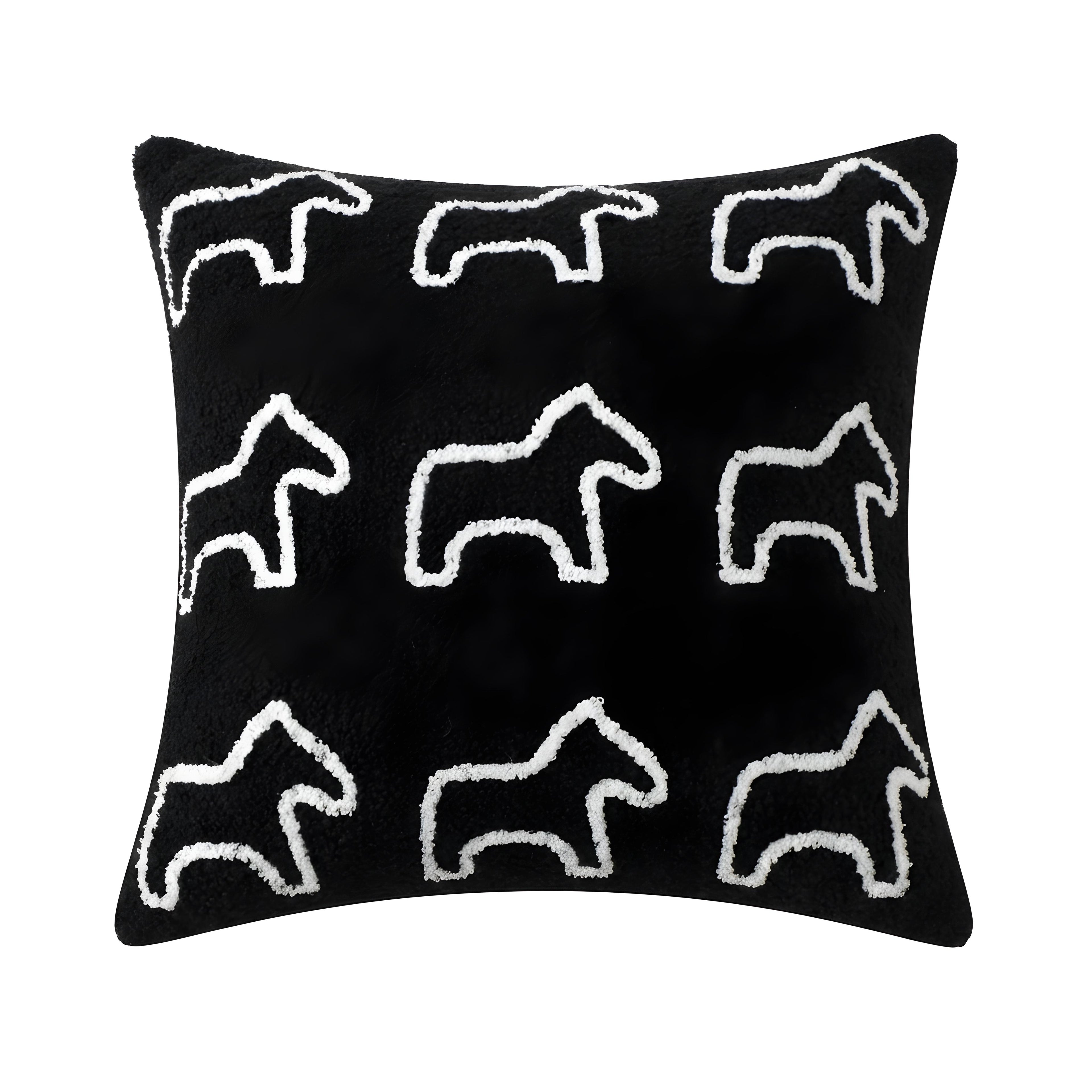 SOGA 45cm Throw Pillow Black Teddy Fleece Square Pony Design Decorative Cushion for Living Room