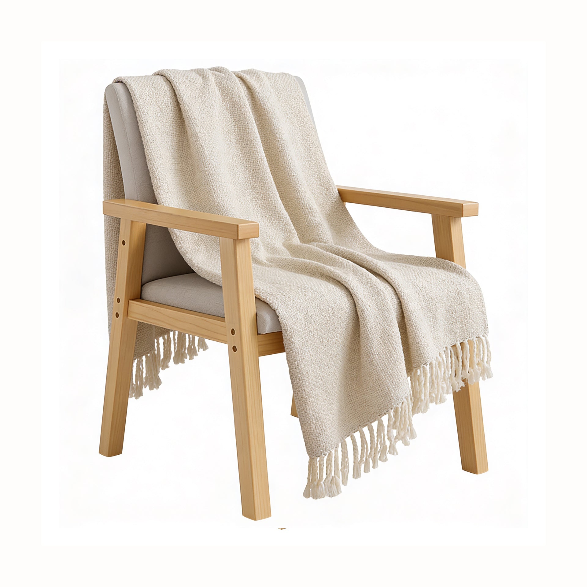 SOGA Beige Polyester Throw Blanket Soft Cozy Sofa Bed