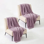 SOGA 2X 230x200cm Purple Flannel Polyester Throw Blanket