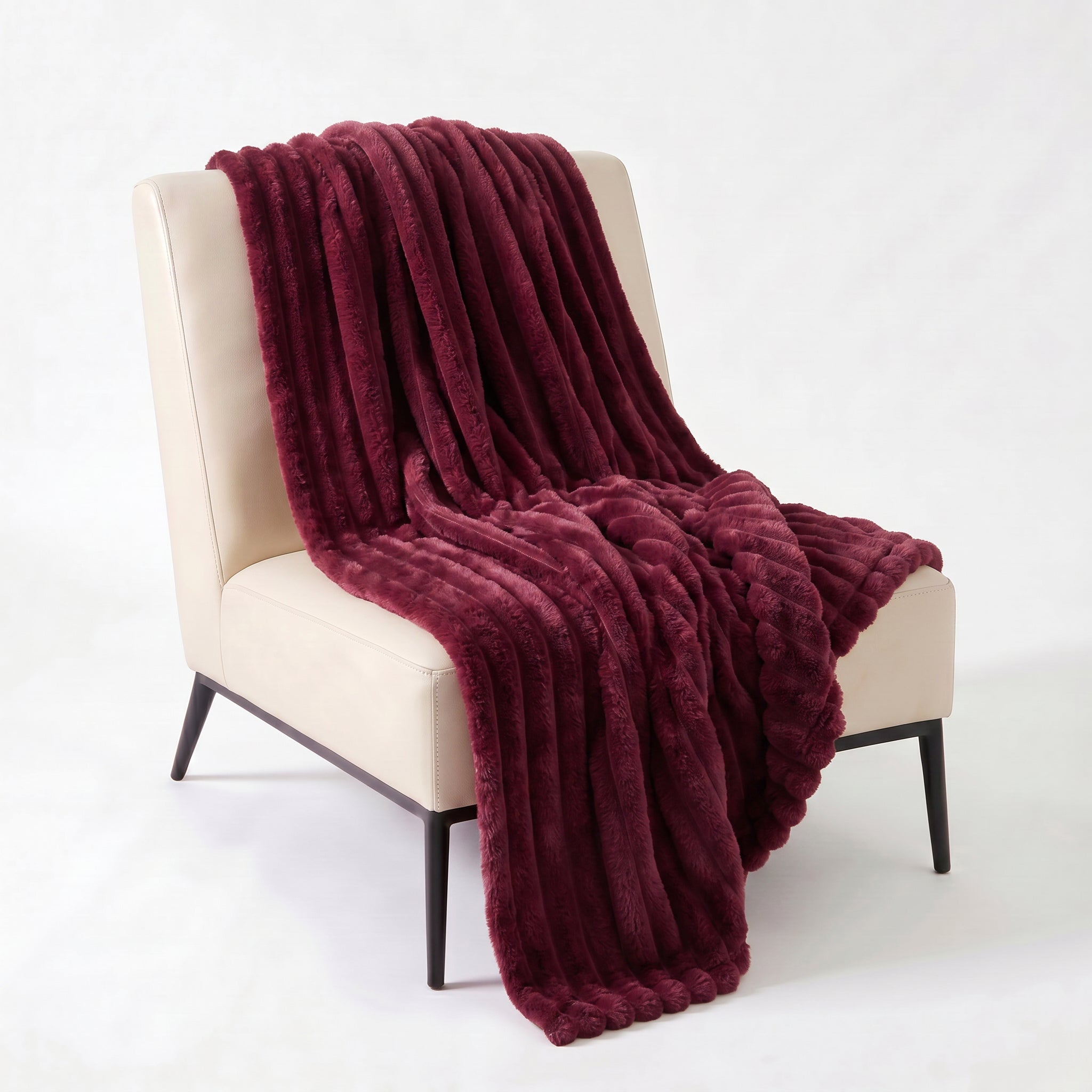 SOGA 230x200cm Burgundy Flannel Polyester Throw Blanket