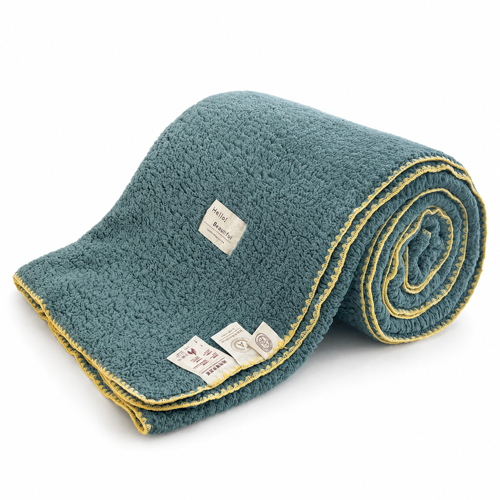 SOGA 230x200cm Grayish-green Flannel Polyester Throw Blanket