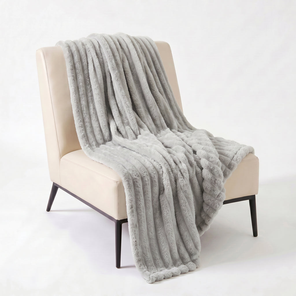 SOGA 230x200cm Silver Flannel Polyester Throw Blanket